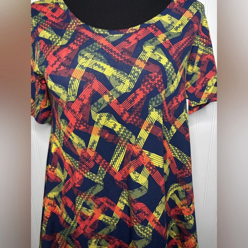 LuLaRoe Perfect T Tee Women’s Geometric Print Tunic Short Sleeve Size XXS Navy - Picture 4 of 16